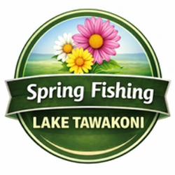 Spring Fishing Lake Tawakoni seasonal fishing icon with flower