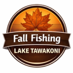 Fall Fishing Lake Tawakoni seasonal fishing icon with autumn leaf