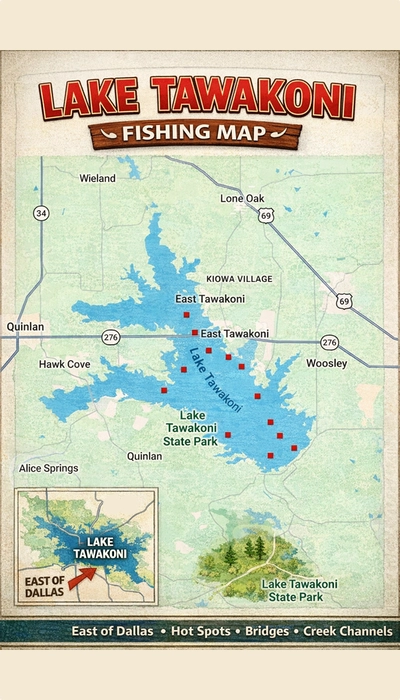 Lake Tawakoni Fishing Map